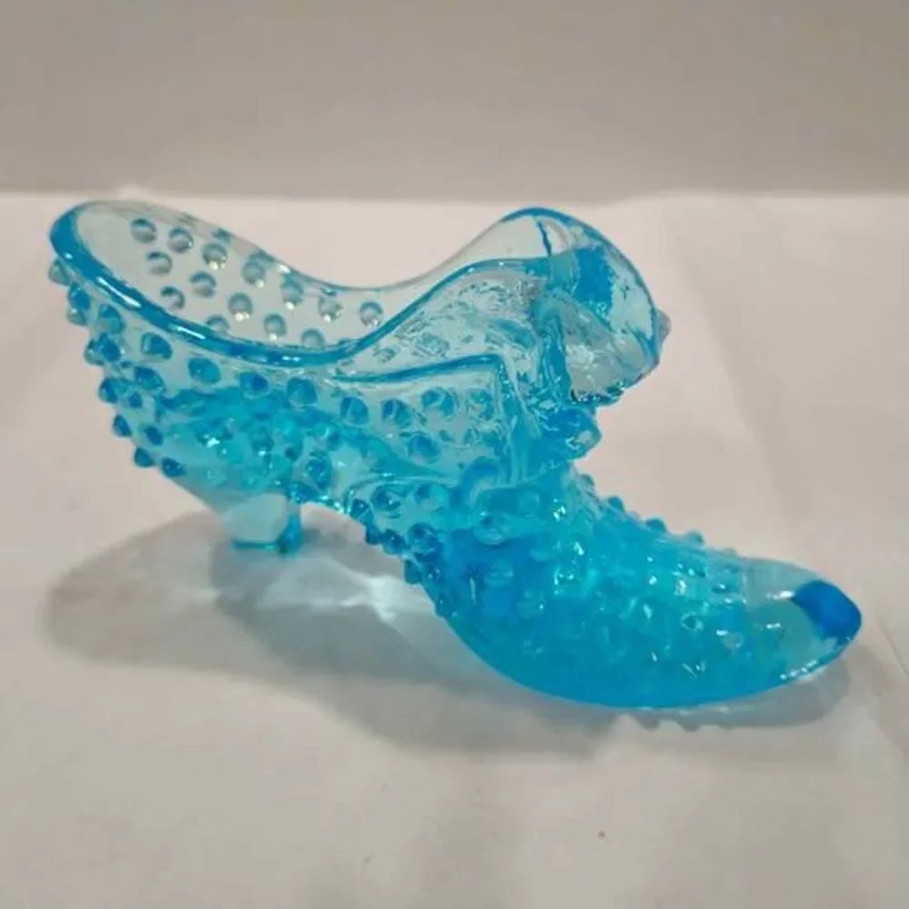 Fenton Blue Glass Slipper Decor